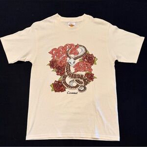 Hard Rock Cafe Cozumel Beige Rock Of Ages Snake Short Sleeve Size Medium